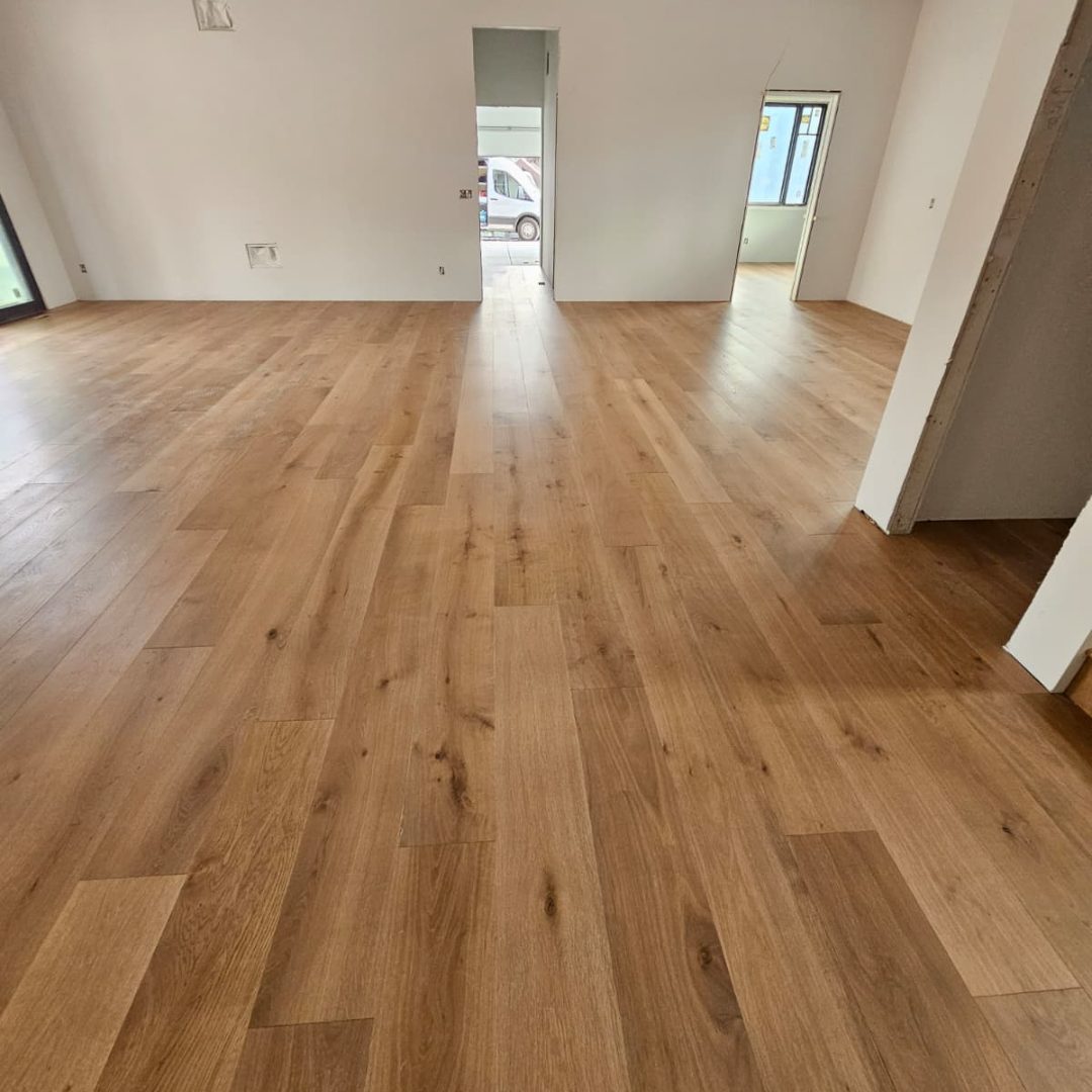 Open bedroom space with complete hardwood.